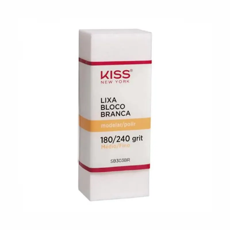 Lixa Polidora para Unhas Kiss Bloco Branca