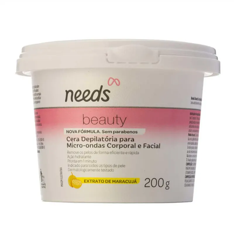 Cera Depilatória de Microondas Needs Beauty Maracujá 200g