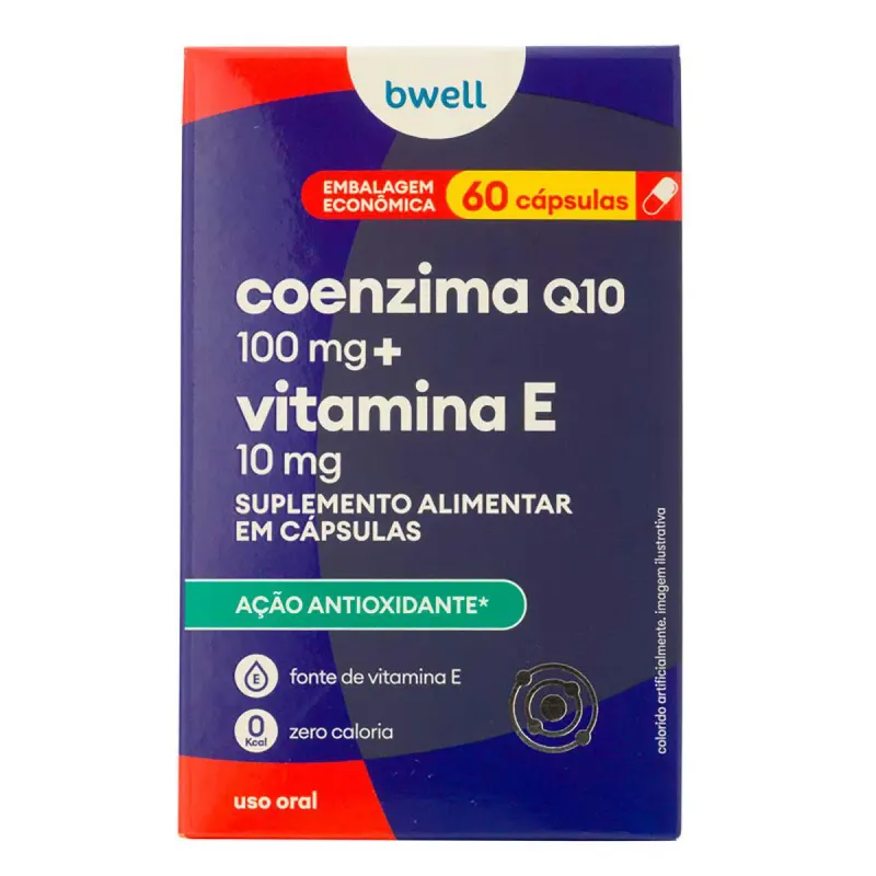 Coenzima Q10 100mg + Vitamina E 10mg bwell 60 Cápsulas
