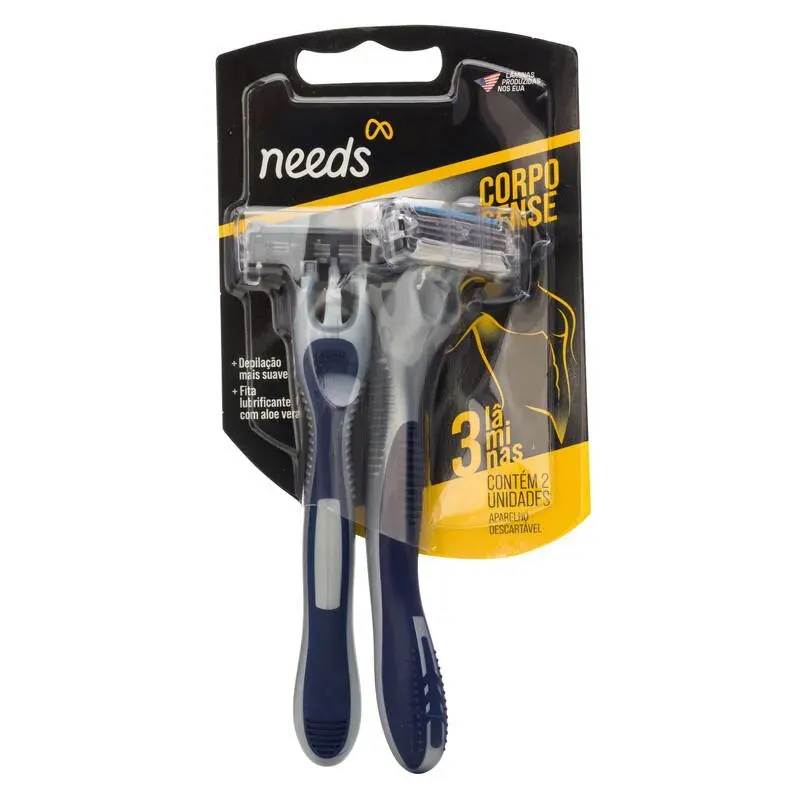Aparelho de Barbear Needs Corpo Sense Descartável 3 Lâminas 2 unidades
