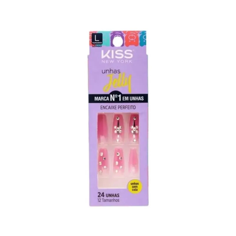 Unhas Postiças Jelly Kiss New York Rosa It Girl Bailarina Longo