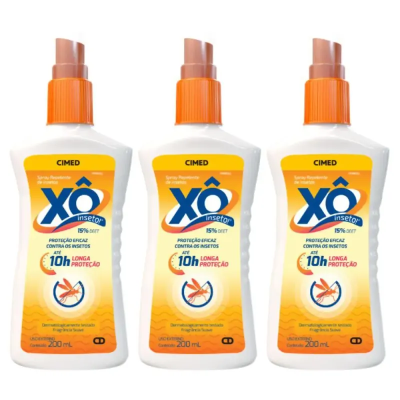 Kit Spray Repelente de Insetos Cimed Xô Inseto com 3 200ml